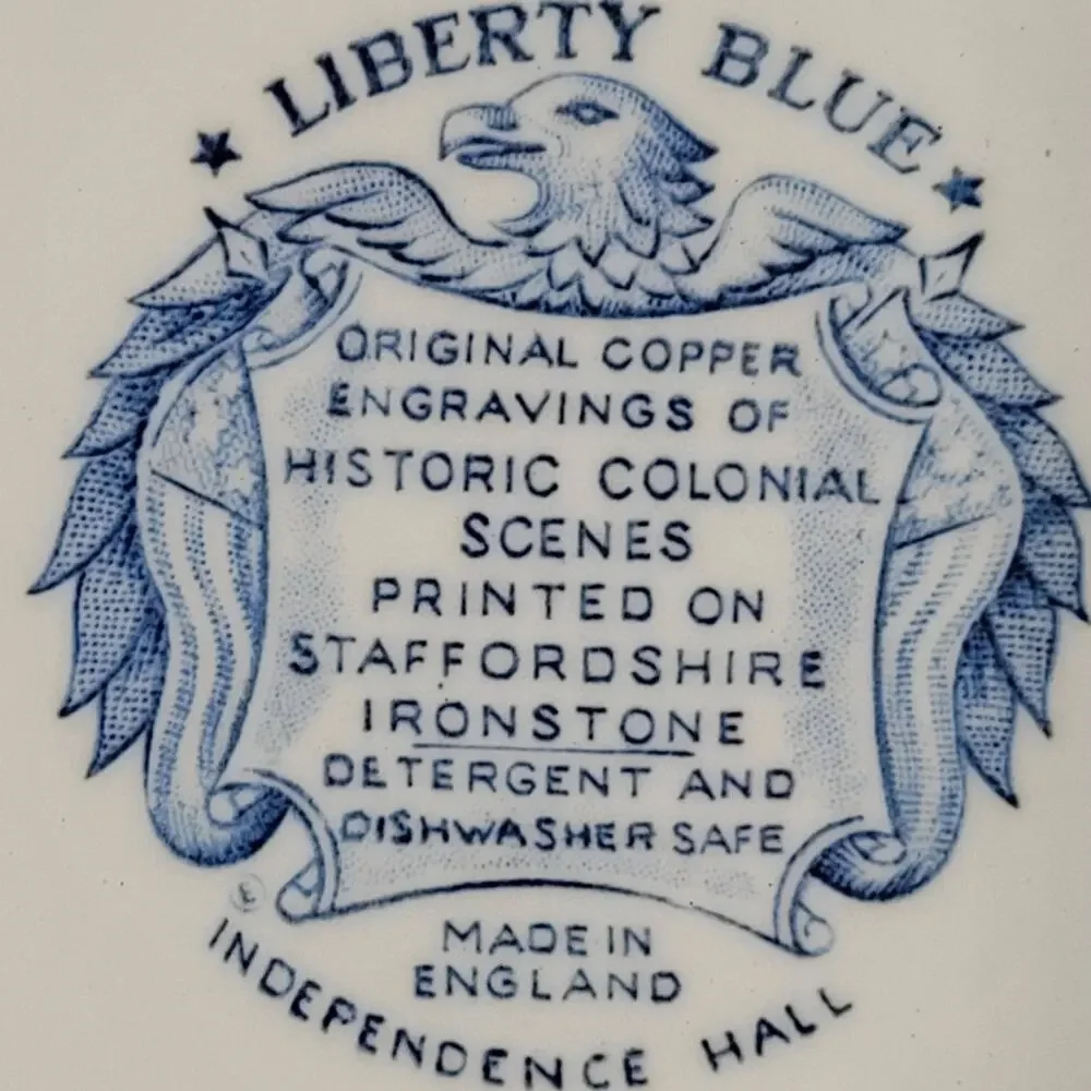 Staffordshire Vintage Liberty Blue 1776 Colonial Transferware‎ 2 Dinner Plate 10